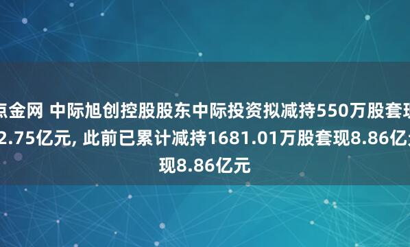 点金网 中际旭创控股股东中际投资拟减持550万股套现22.75亿元, 此前已累计减持1681.01万股套现8.86亿元