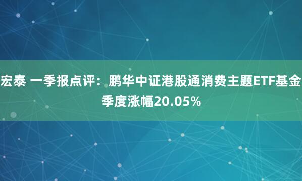 宏泰 一季报点评：鹏华中证港股通消费主题ETF基金季度涨幅20.05%